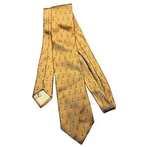 Tommy‎ Bahama Tie Mens Tan Palm Tree Pattern Tropical Hand Sewn Woven Beach